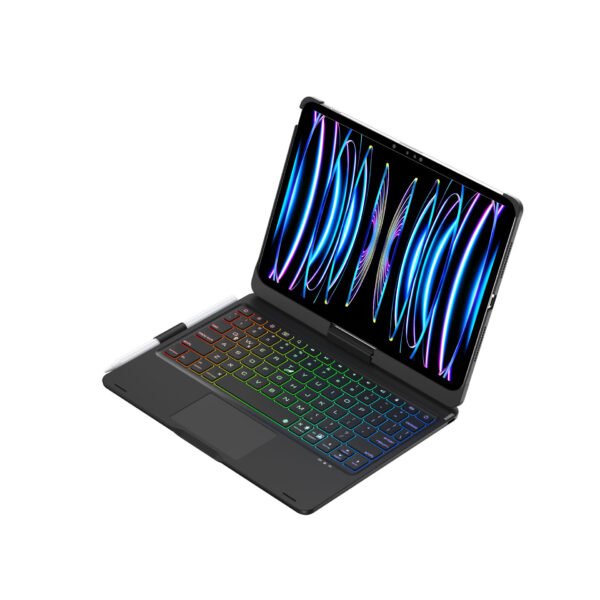 360° Rotating Bluetooth Keyboard Case for iPad – Backlit Wireless Keyboard with Trackpad